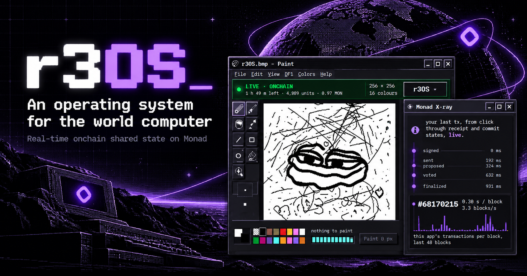 r3OS — Paint one shared canvas together in Live Mode: browser-local signing, live remote…